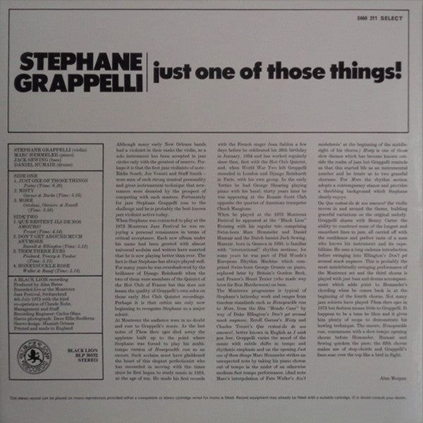 Stéphane Grappelli : Just One Of Those Things! (LP, Album)