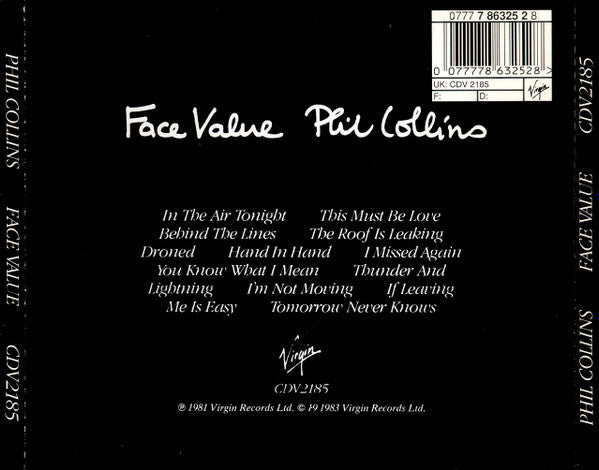 Phil Collins : Face Value (CD, Album, RE)