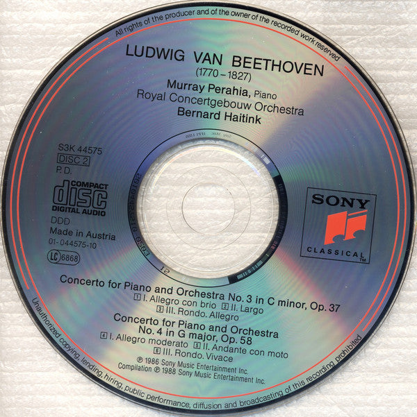 Ludwig Van Beethoven - Murray Perahia · Concertgebouworkest · Bernard Haitink : The Five Piano Concertos (3xCD, Comp, RE)