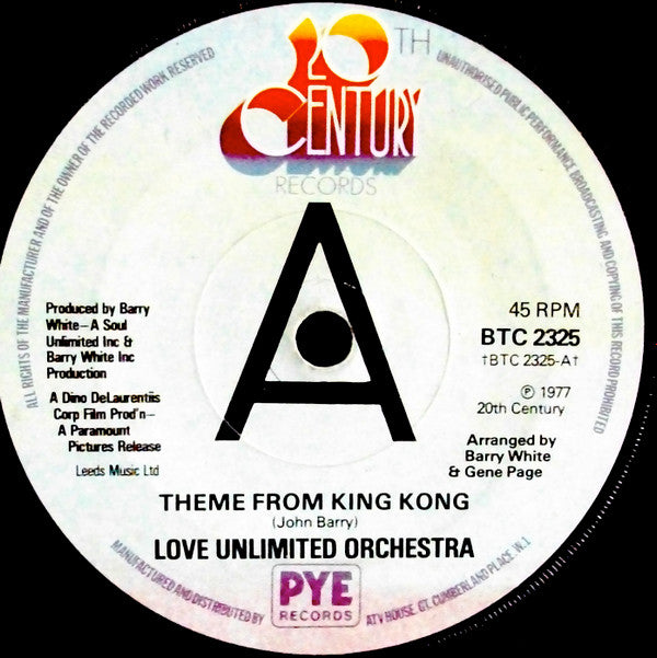 Love Unlimited Orchestra : Theme From King Kong (7", Single, Promo)