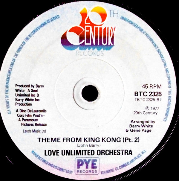 Love Unlimited Orchestra : Theme From King Kong (7", Single, Promo)
