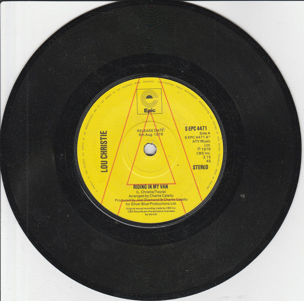 Lou Christie : Riding In My Van (7", Promo)