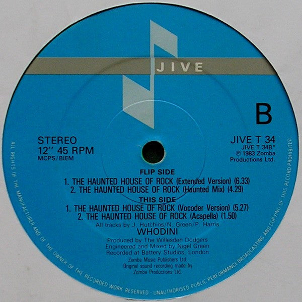 Whodini : The Haunted House Of Rock (12", Gre)