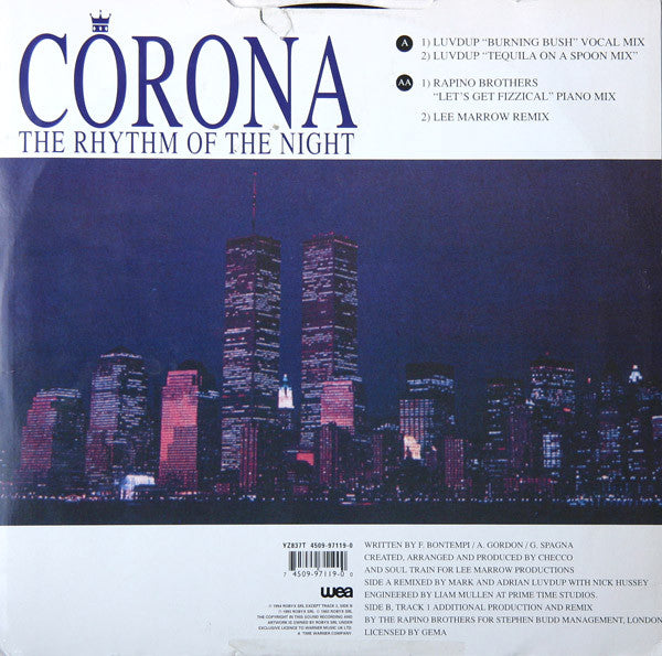 Corona : The Rhythm Of The Night (12", Single)