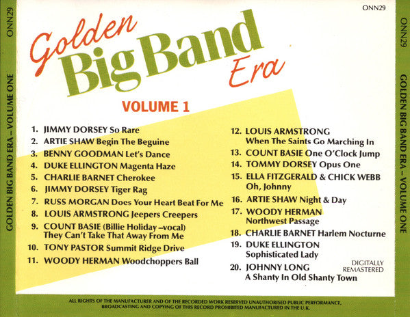 Various : Golden Big Band Era -  Volume One (CD, Comp, RM)