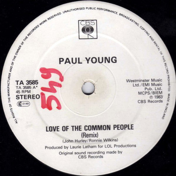 Paul Young : Love Of The Common People (Extended Club Mix) (12")