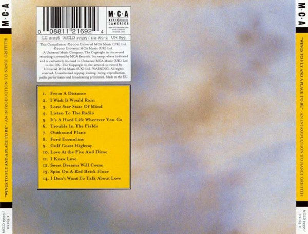 Nanci Griffith : "Wings to Fly And A Place To Be" An Introduction to... (CD, Comp)