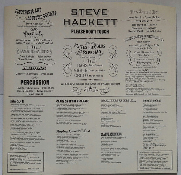 Steve Hackett : Please Don't Touch! (LP, Album, RE)