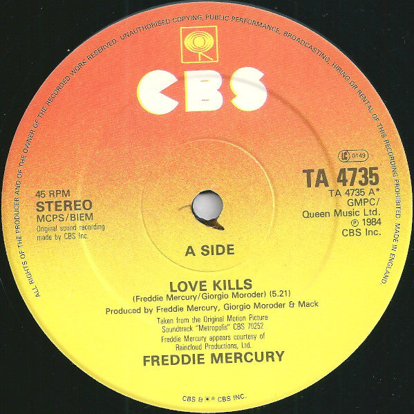 Freddie Mercury : Love Kills (12", Single)