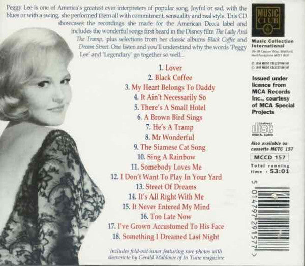 Peggy Lee : The Best Of Peggy Lee 1952-1956 (CD, Comp)