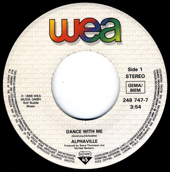Alphaville : Dance With Me  (7", Single)