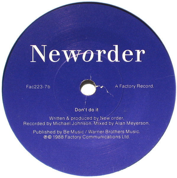 New Order : Fine Time (7", Single)