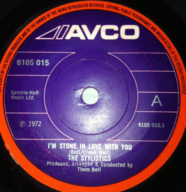 The Stylistics : I'm Stone In Love With You (7", Single, Pap)