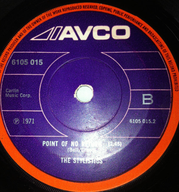 The Stylistics : I'm Stone In Love With You (7", Single, Pap)