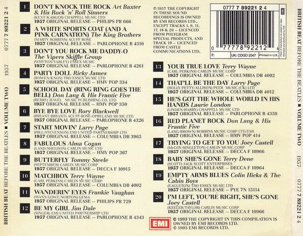Various : British Beat Before The Beatles Volume Two - 1957 (CD, Comp)