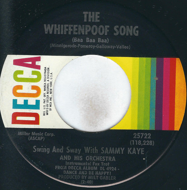 Sammy Kaye And His Orchestra : The Whiffenpoof Song (Baa Baa Baa) (7", Pin)