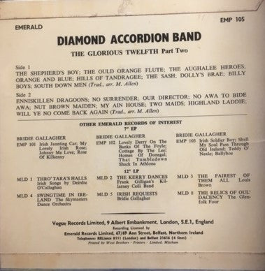 The Diamond Accordion Band : The Glorious Twelfth Part 2 (7", EP)