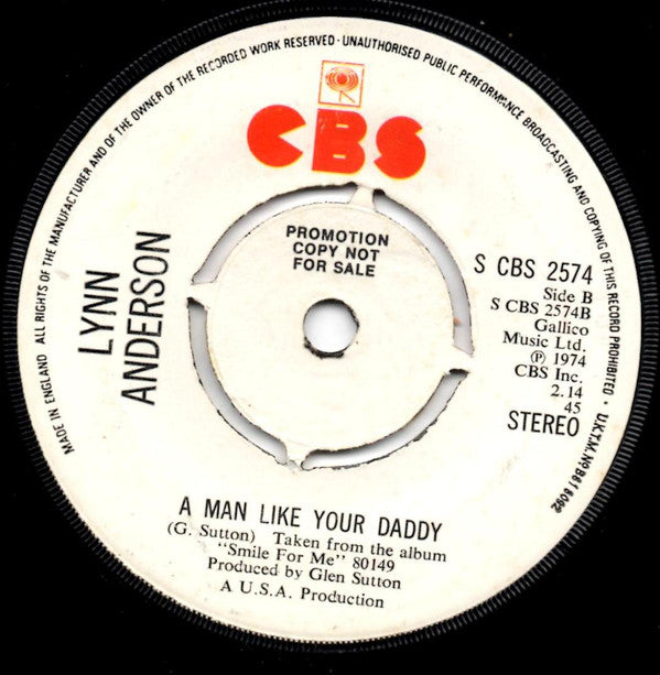 Lynn Anderson : Smile For Me / A Man Like Your Daddy (7", Promo)