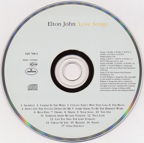 Elton John : Love Songs (CD, Comp, RE, PMD)