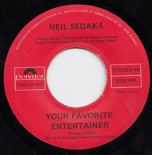 Neil Sedaka : Bad Blood (7", Single)