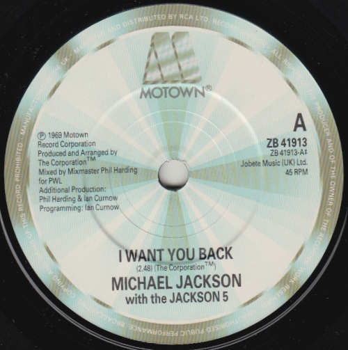 Michael Jackson With The Jackson 5 : I Want You Back '88  (7", Single)