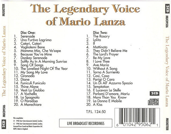 Mario Lanza : The Legendary Voice Of Mario Lanza (2xCD, Comp)