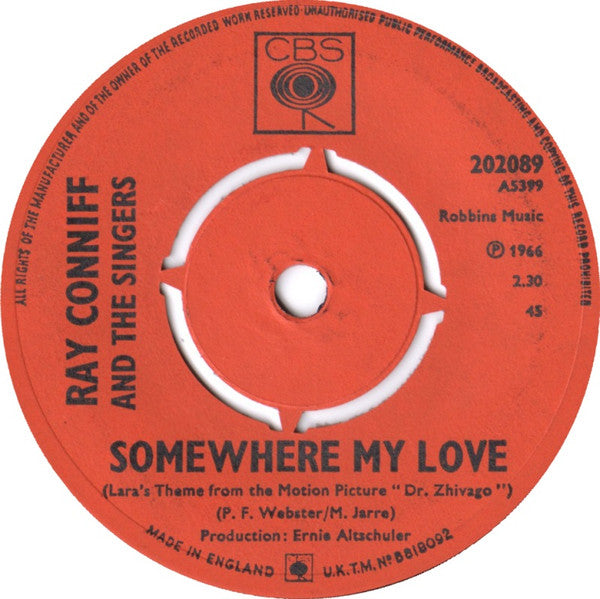 Ray Conniff And His Orchestra & Chorus : Midsummer In Sweden / Somewhere My Love (Lara's Theme From 'Dr. Zhivago') (7", Pus)