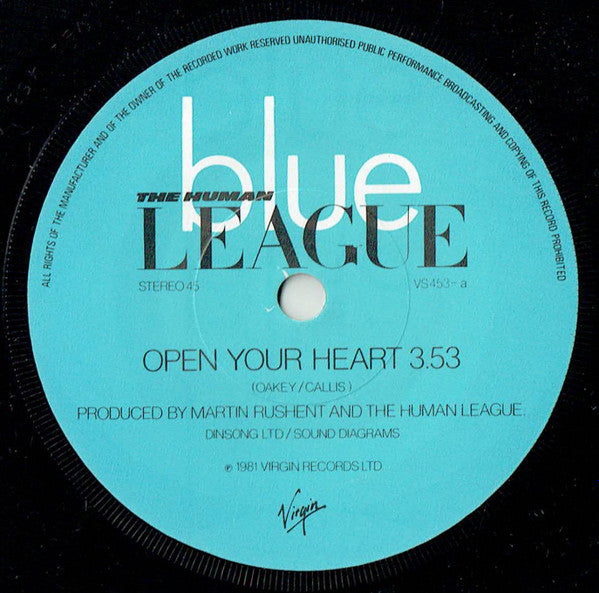 The Human League : Open Your Heart (7", Single, Sol)