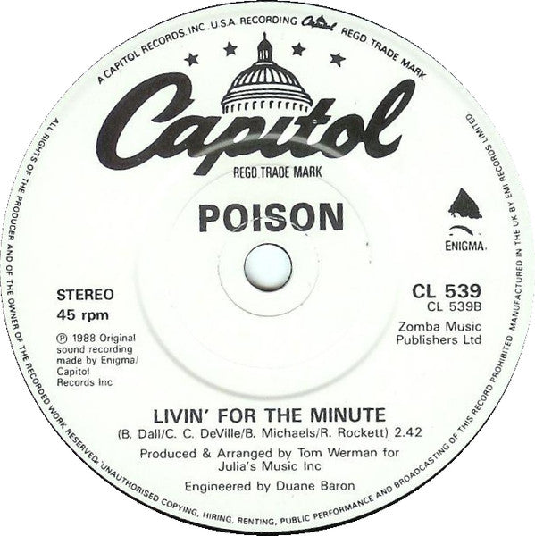 Poison (3) : Nothin' But A Good Time (7", Single)