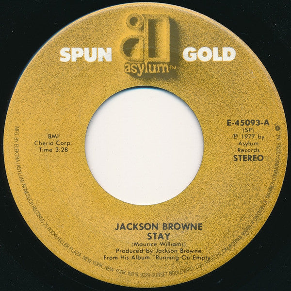 Jackson Browne : Stay / Here Come Those Tears Again (7", RE)