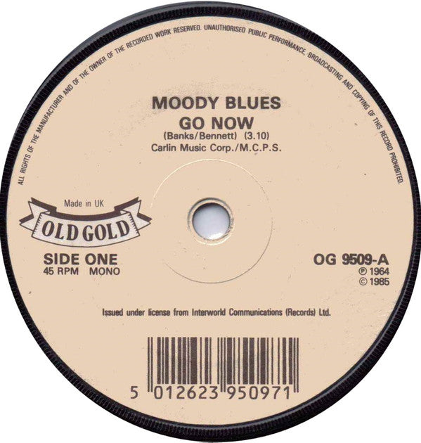 The Moody Blues : Go Now (7", Single)