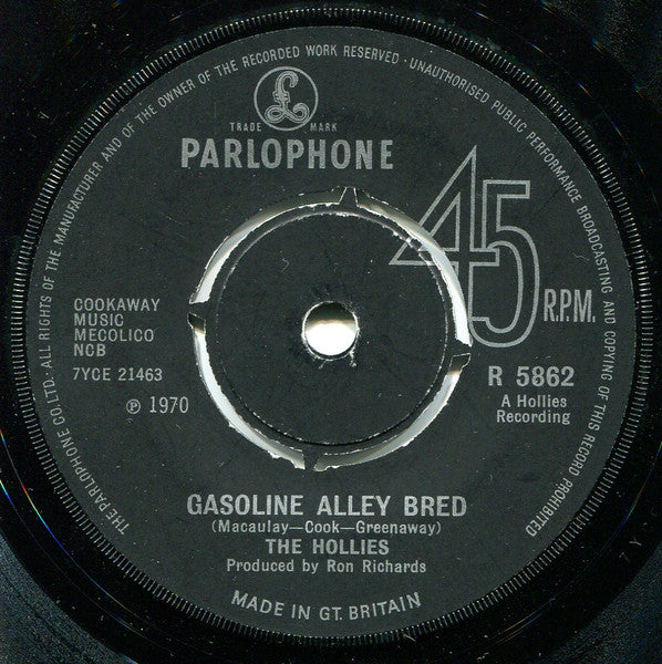The Hollies : Gasoline Alley Bred (7", Single, Pus)