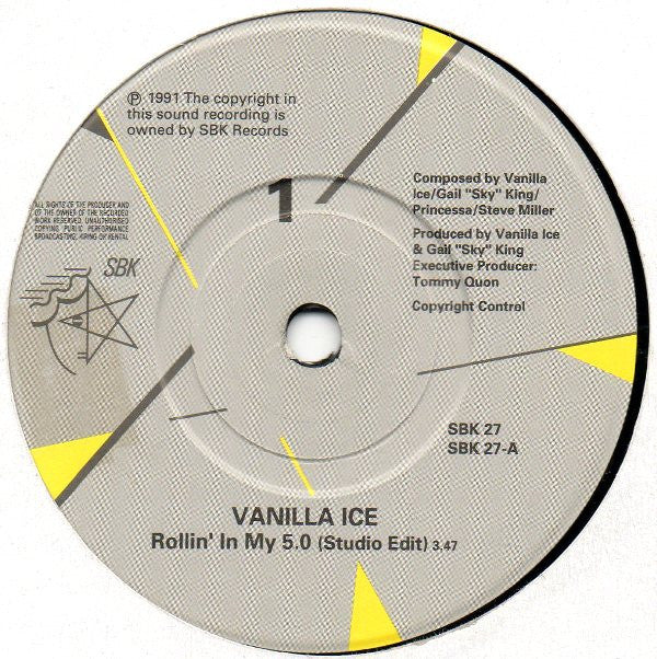 Vanilla Ice : Rollin' In My 5.0 (7", Single, Pap)