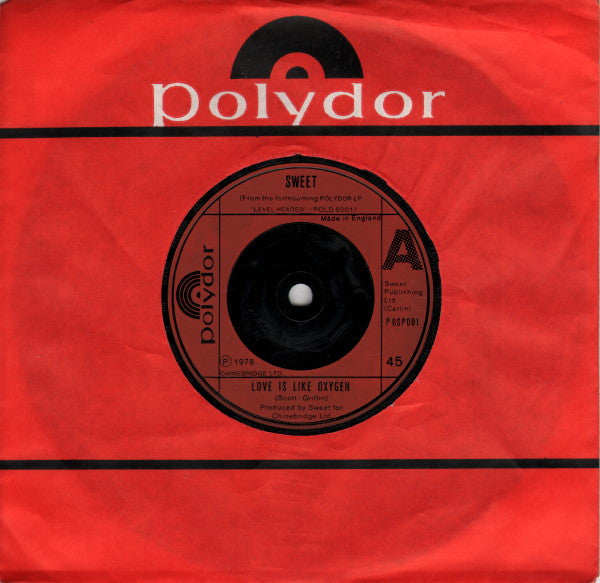 The Sweet : Love Is Like Oxygen (7", Single)