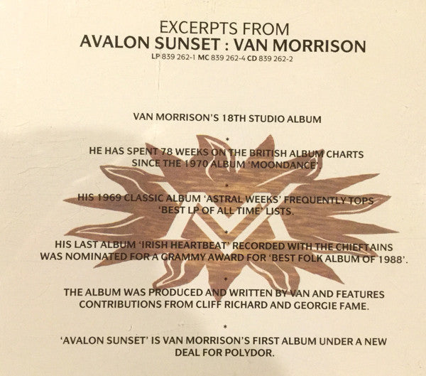 Van Morrison : Excerpts From Avalon Sunset (CD, Promo, Smplr)