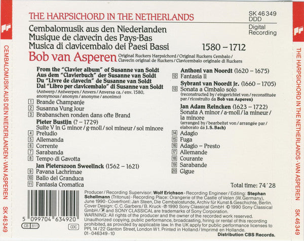 Bob van Asperen : The Harpsichord In The Netherlands (1580-1712) (CD, Album)