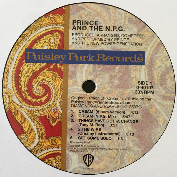 Prince & The New Power Generation : Cream (12", Maxi, RE)