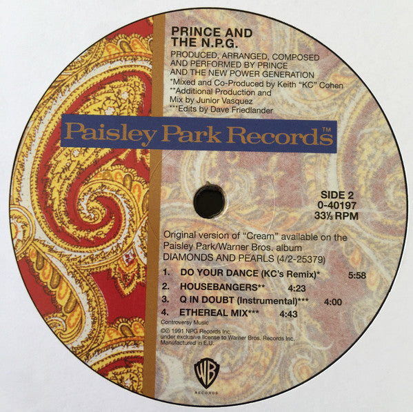 Prince & The New Power Generation : Cream (12", Maxi, RE)