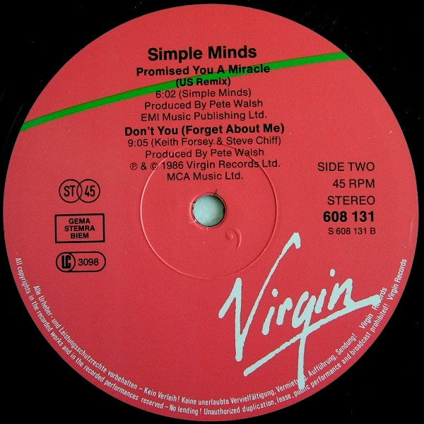 Simple Minds : All The Things She Said (Extended Version) (12", Single, Gre)