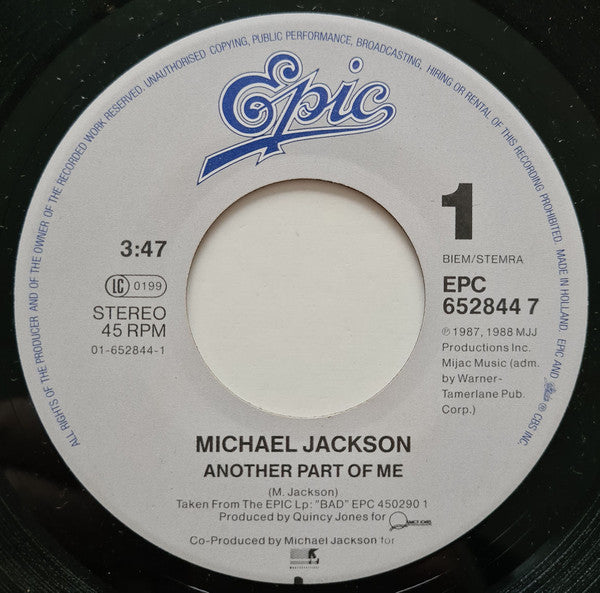Michael Jackson : Another Part Of Me (7", Single)