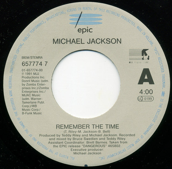 Michael Jackson : Remember The Time (7", Single)