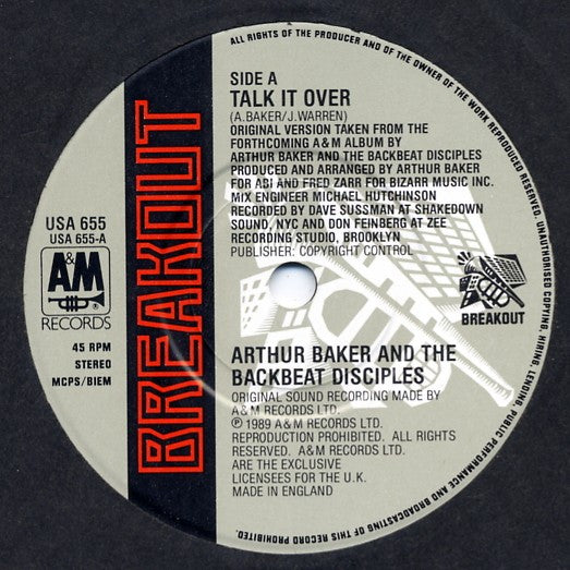 Arthur Baker And The Backbeat Disciples : Talk It Over (7")