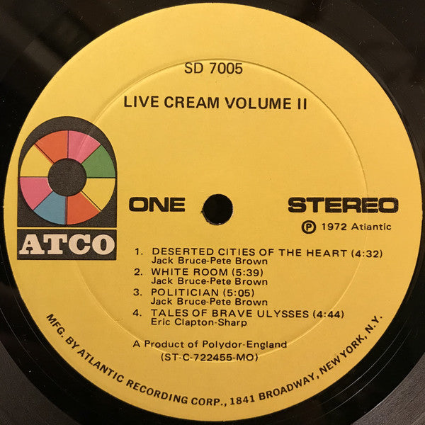 Cream (2) : Live Cream Volume II (LP, Album, Mon)