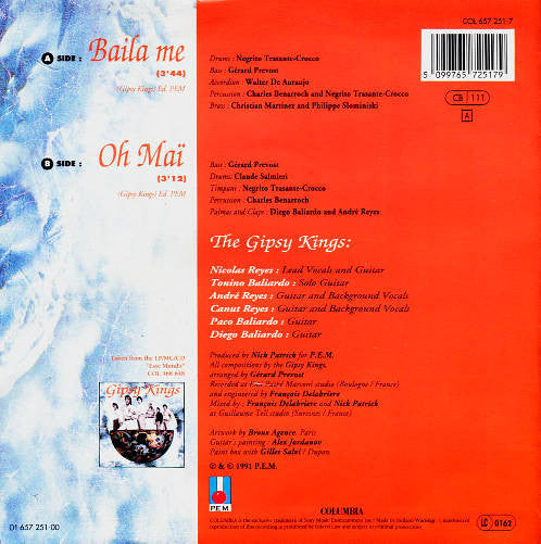 Gipsy Kings : Baila Me (7", Single, Sol)