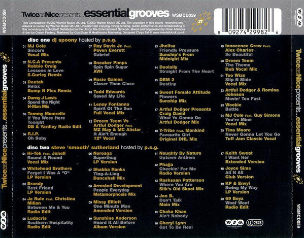 DJ Spoony & Steve 'Smooth' Sutherland* : Twice As Nice Presents... Essential Grooves (2xCD, Mixed)