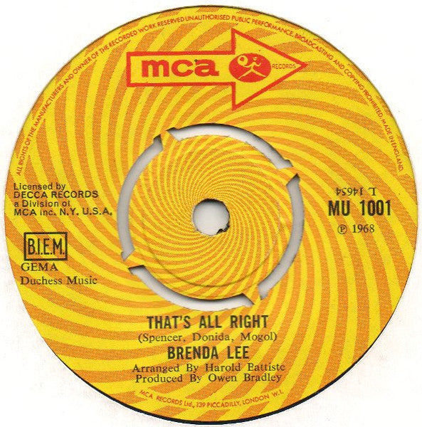 Brenda Lee : That's All Right (7")