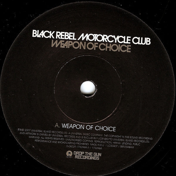 Black Rebel Motorcycle Club : Weapon Of Choice (7", Single, Ltd)