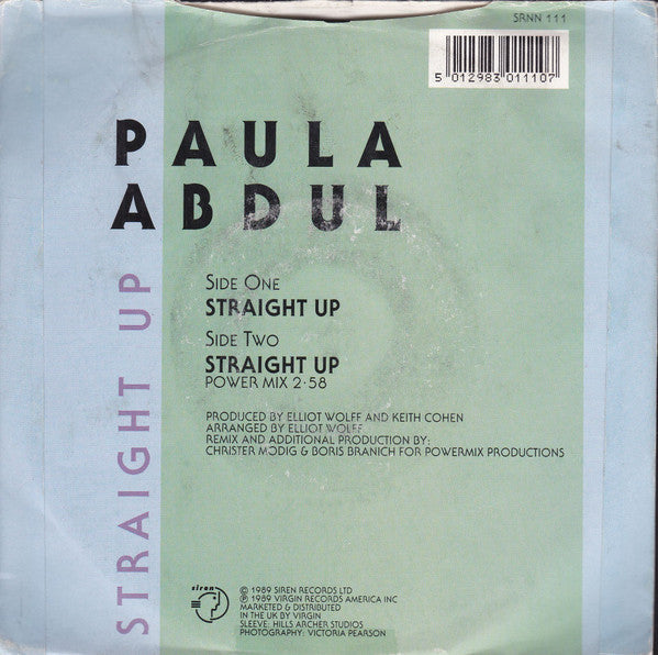 Paula Abdul : Straight Up (7", Single, Pap)