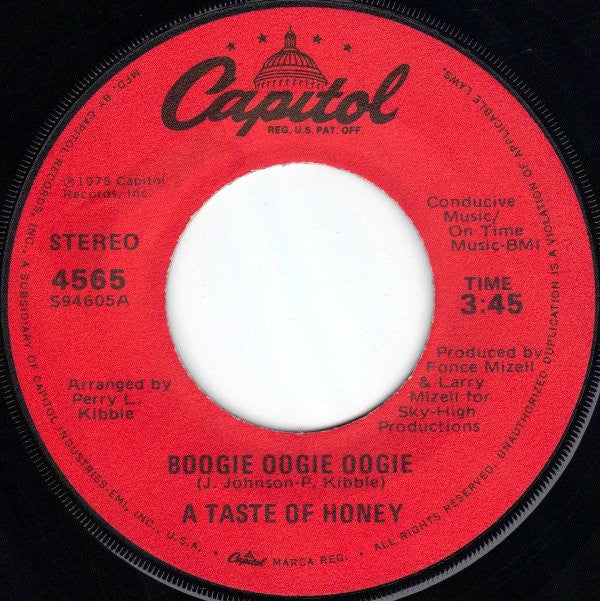 A Taste Of Honey : Boogie Oogie Oogie (7", Win)