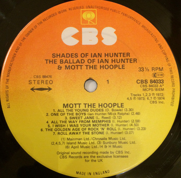 Ian Hunter : Shades Of Ian Hunter - The Ballad Of Ian Hunter & Mott The Hoople (2xLP, Comp)